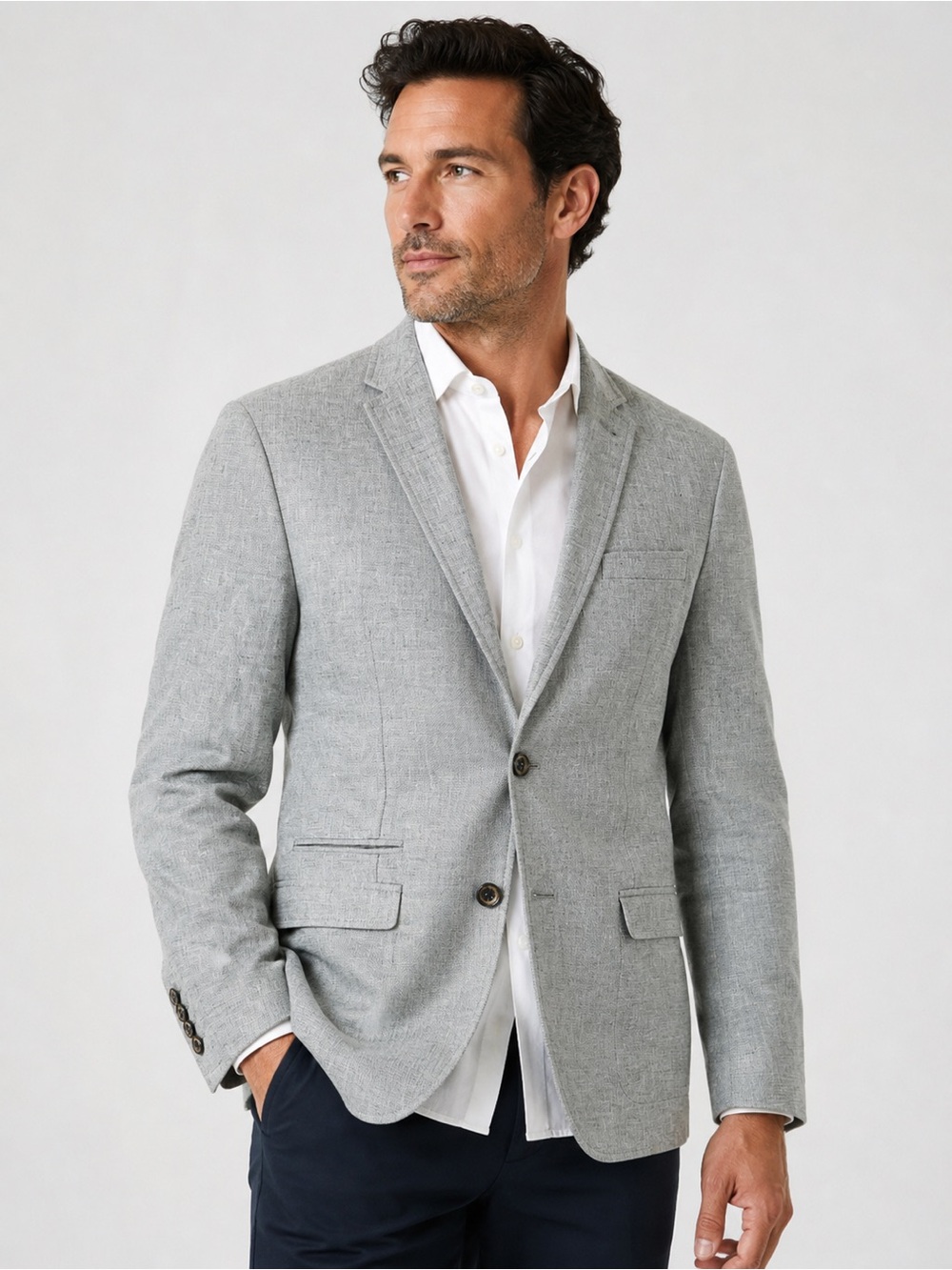 Murano Baird McNutt Men's 100% Linen Blazer Jacket Light Blue Slim Fit XL